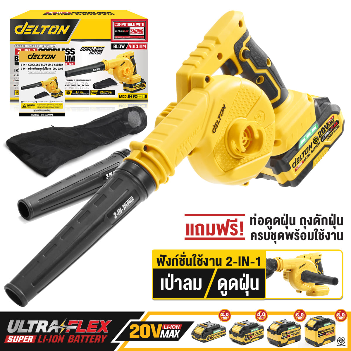 เครื่องเป่าลมไร้สาย (เฉพาะเครื่องเปล่า) DELTON รุ่น CBL-229B 20V_11